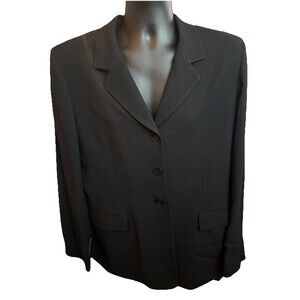 Jones New York Women’s Button-Up Long Suit Blazer Jacket Dark Black Size 16
